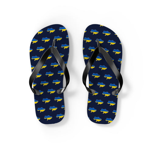 Ukraine Mission flag map flip flops by Weak Things view 2