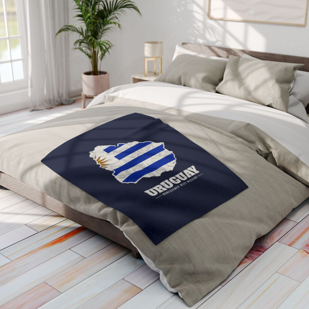 Uruguay Montevideo West Mission flag map fleece blanket by Weak Things view 4