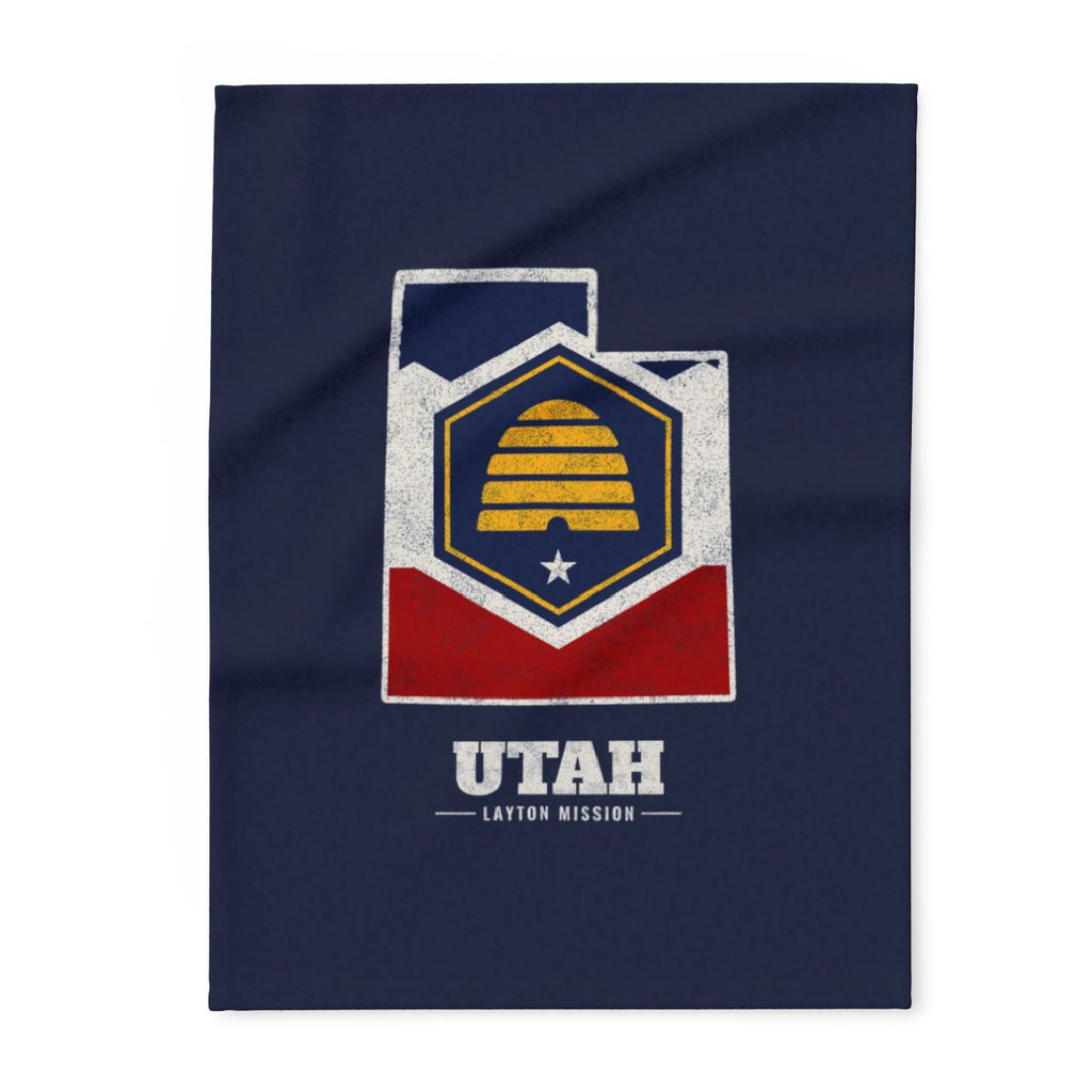 Utah Layton Mission flag map fleece blanket by Weak Things
