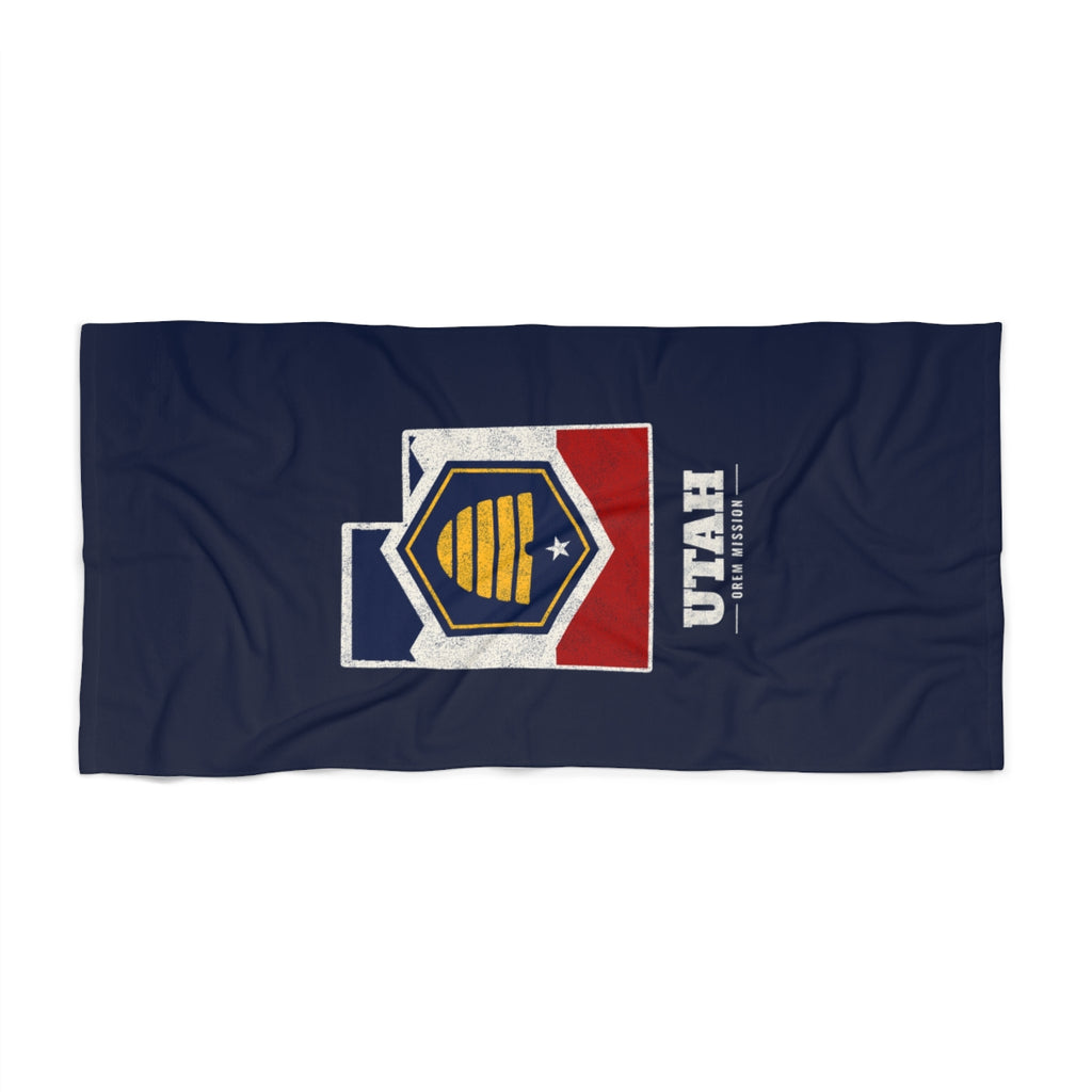 Utah Orem Mission flag map beach towel by Weak Things view 2