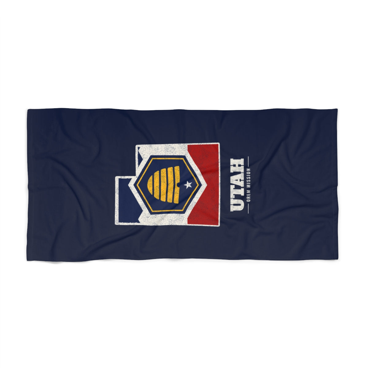 Utah Orem Mission flag map beach towel by Weak Things view 2