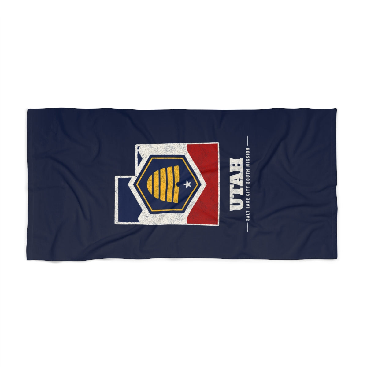 Utah Salt Lake City South Mission flag map beach towel by Weak Things view 2
