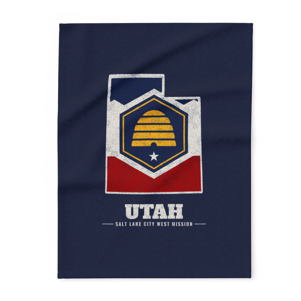 Utah Salt Lake City West Mission flag map fleece blanket by Weak Things