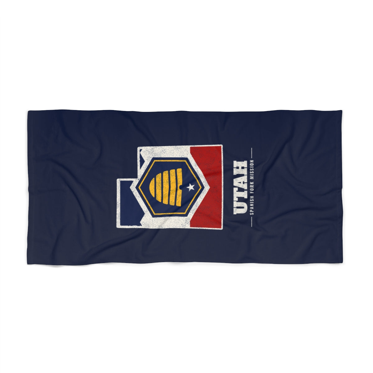 Utah Spanish Fork Mission flag map beach towel by Weak Things view 2