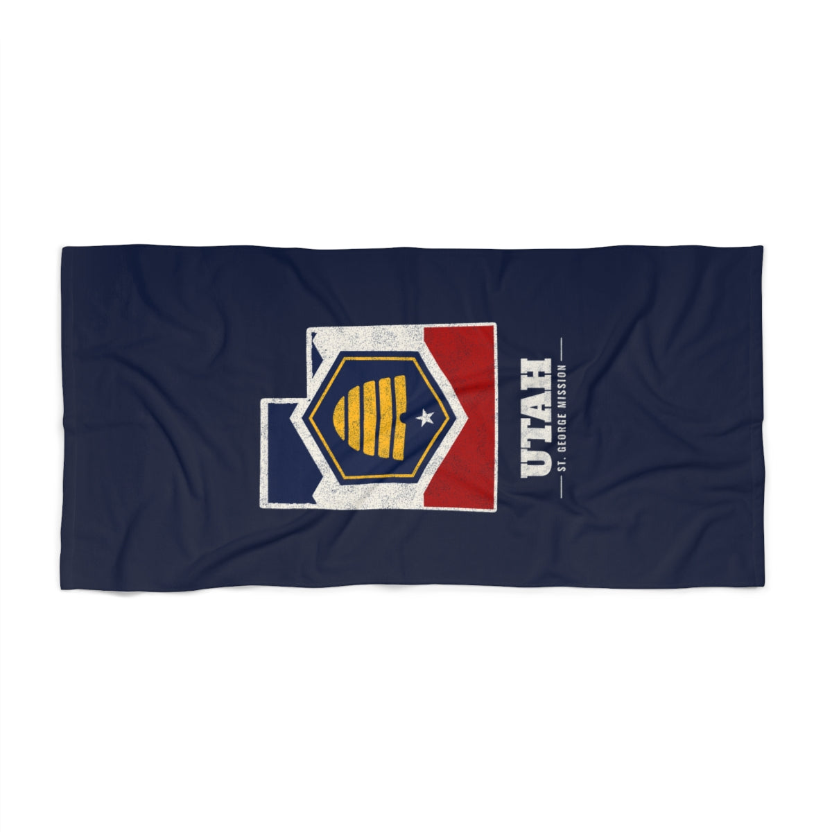Utah St. George Mission flag map beach towel by Weak Things view 2