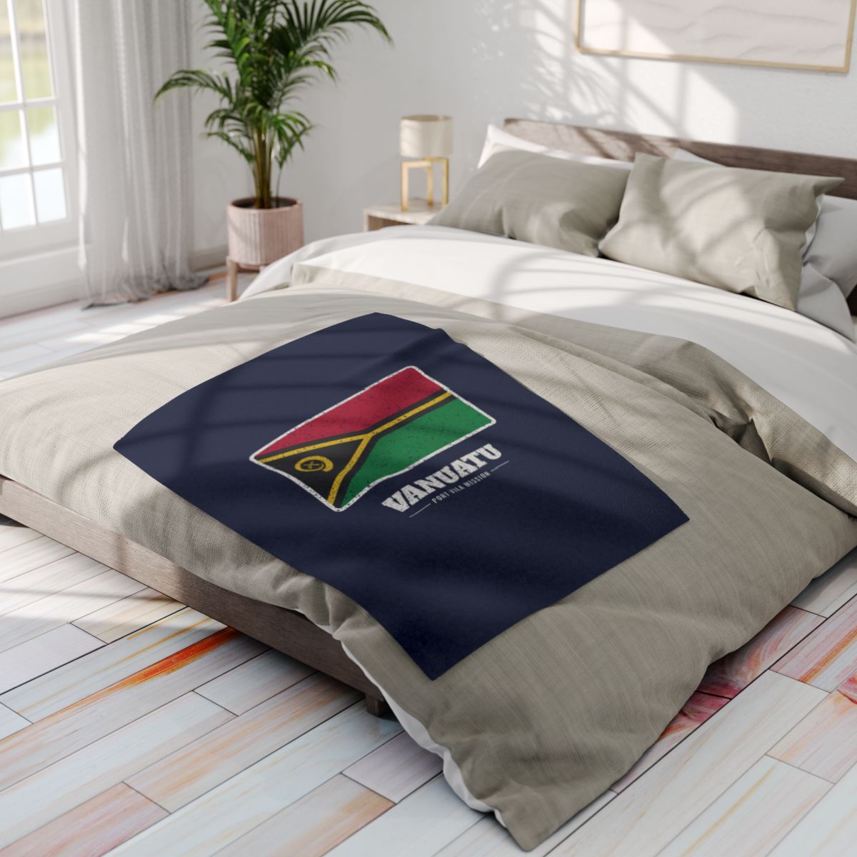 Vanuatu Port Vila Mission flag map fleece blanket by Weak Things view 4