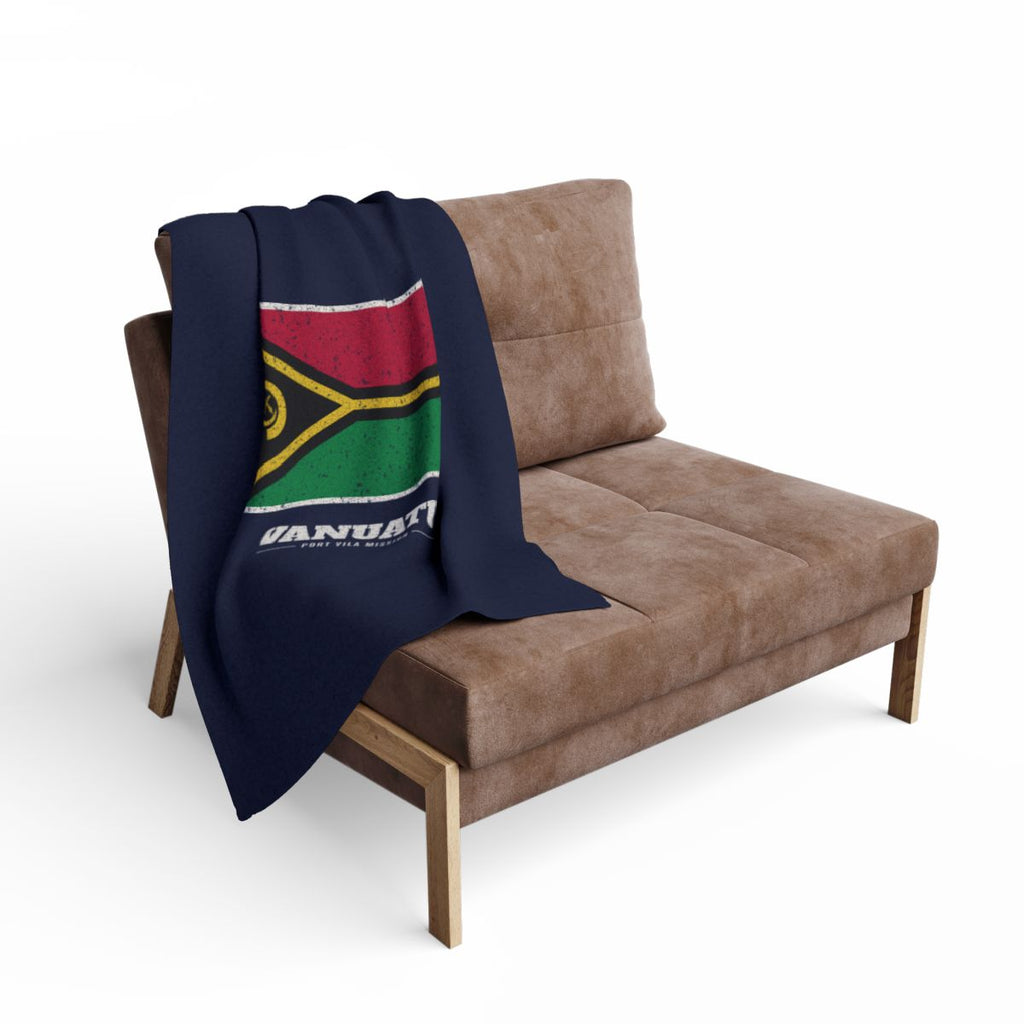 Vanuatu Port Vila Mission flag map fleece blanket by Weak Things view 2