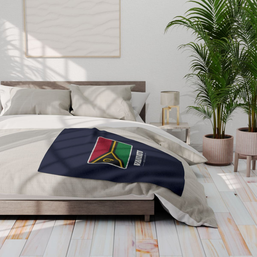 Vanuatu Port Vila Mission flag map fleece blanket by Weak Things view 3
