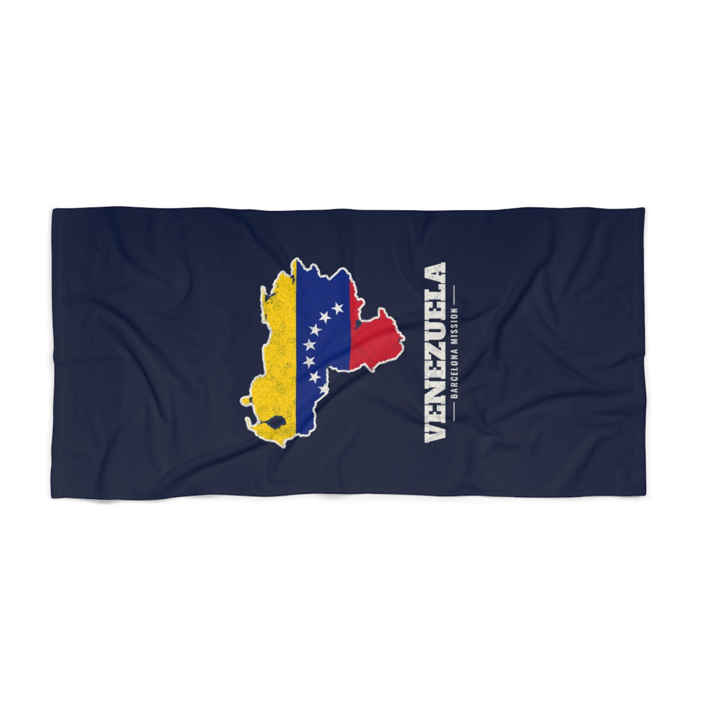 Venezuela Barcelona Mission flag map beach towel by Weak Things view 2