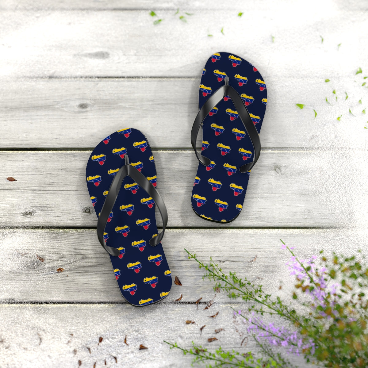 Venezuela Mission flag map flip flops by Weak Things