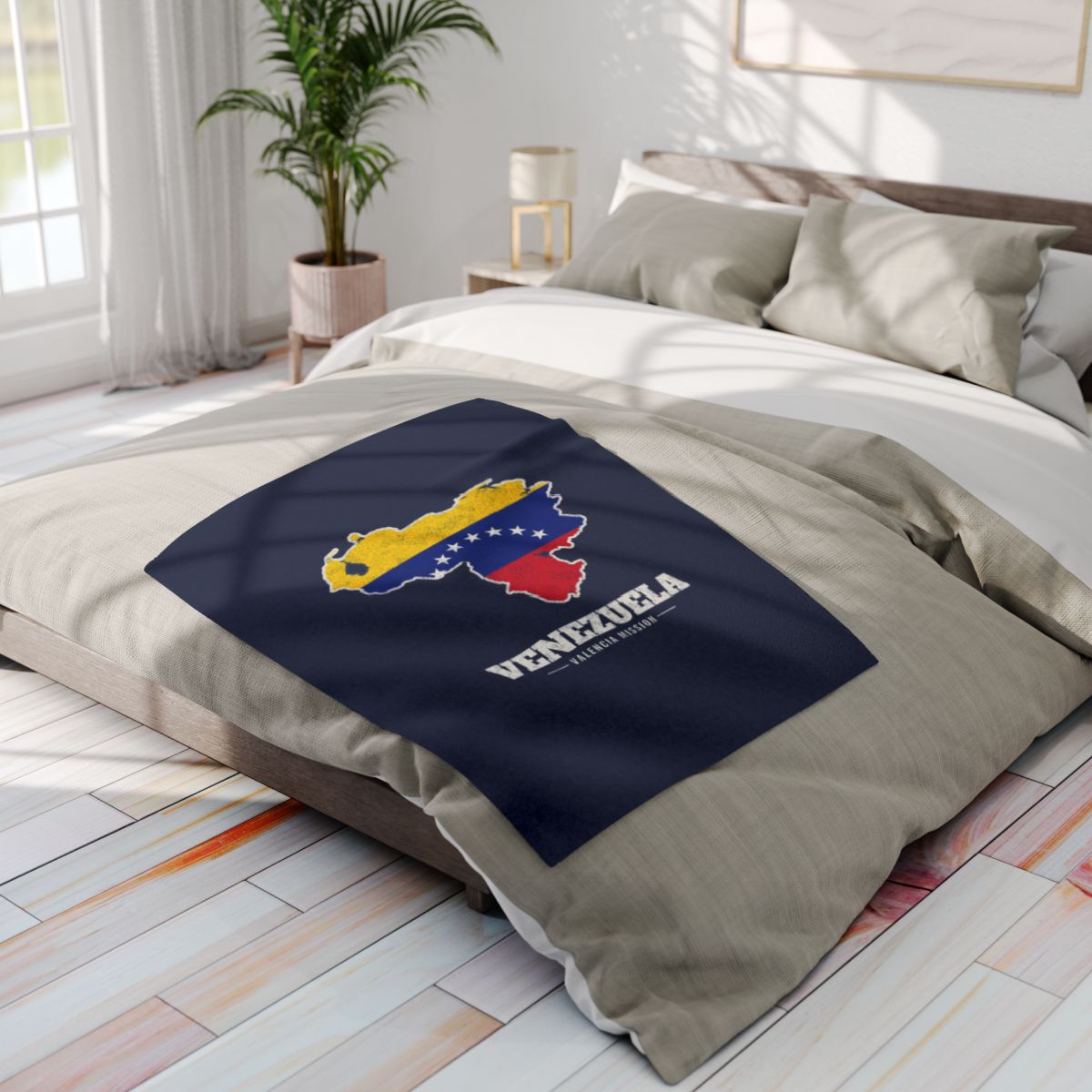 Venezuela Valencia Mission flag map fleece blanket by Weak Things view 4