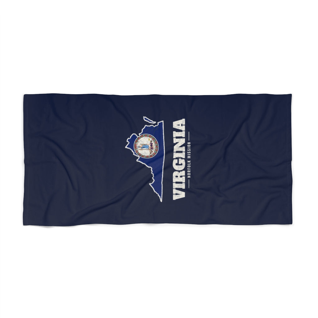 Virginia Norfolk Mission flag map beach towel by Weak Things view 2