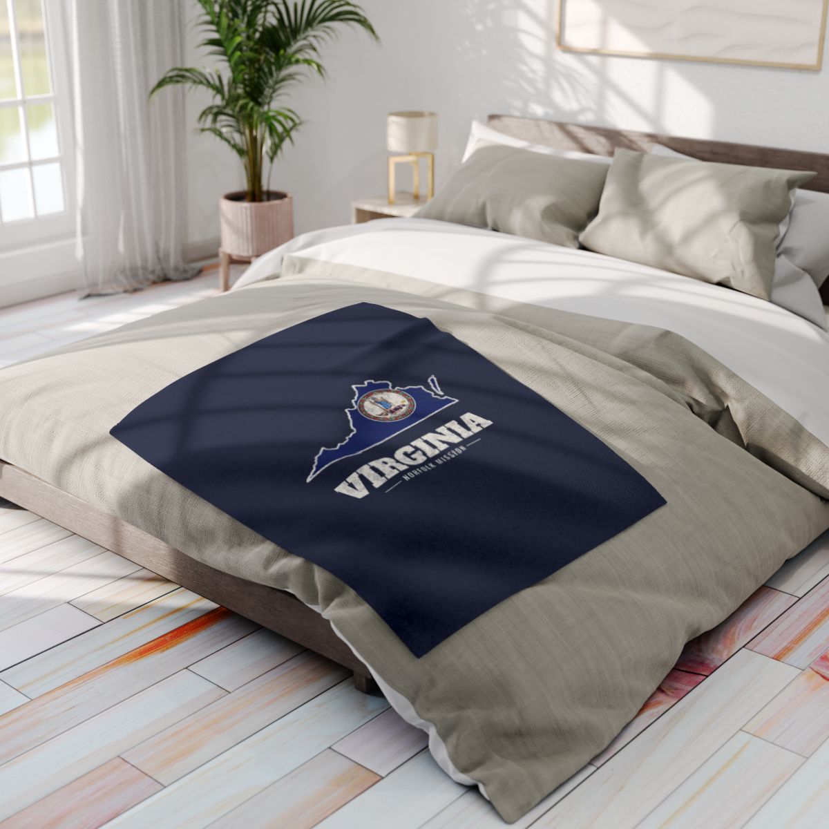 Virginia Norfolk Mission flag map fleece blanket by Weak Things view 4