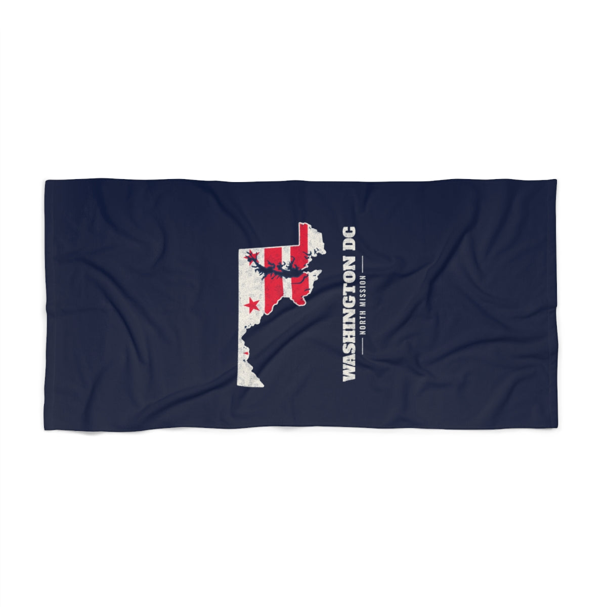 Washington DC North Mission flag map beach towel by Weak Things view 2