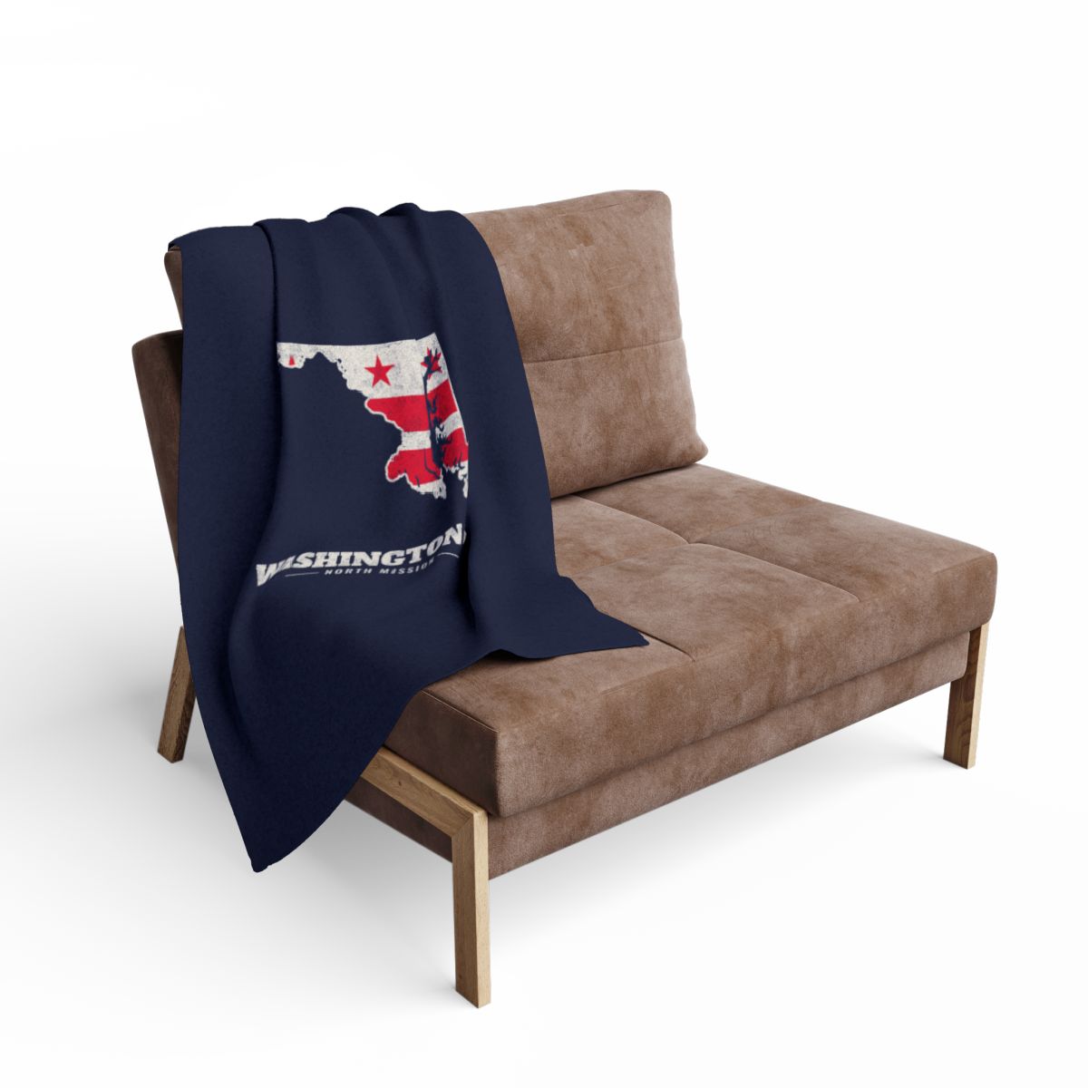 Washington DC North Mission flag map fleece blanket by Weak Things view 2