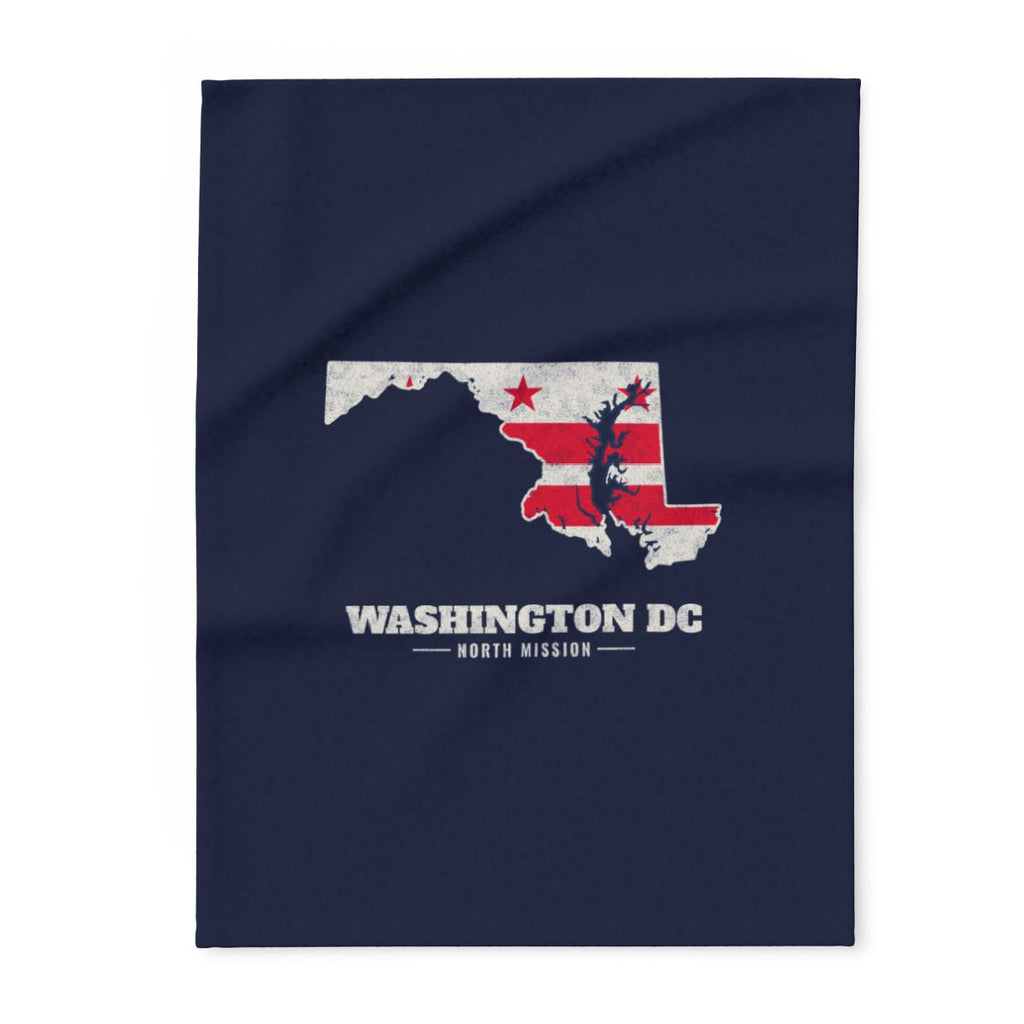 Washington DC North Mission flag map fleece blanket by Weak Things