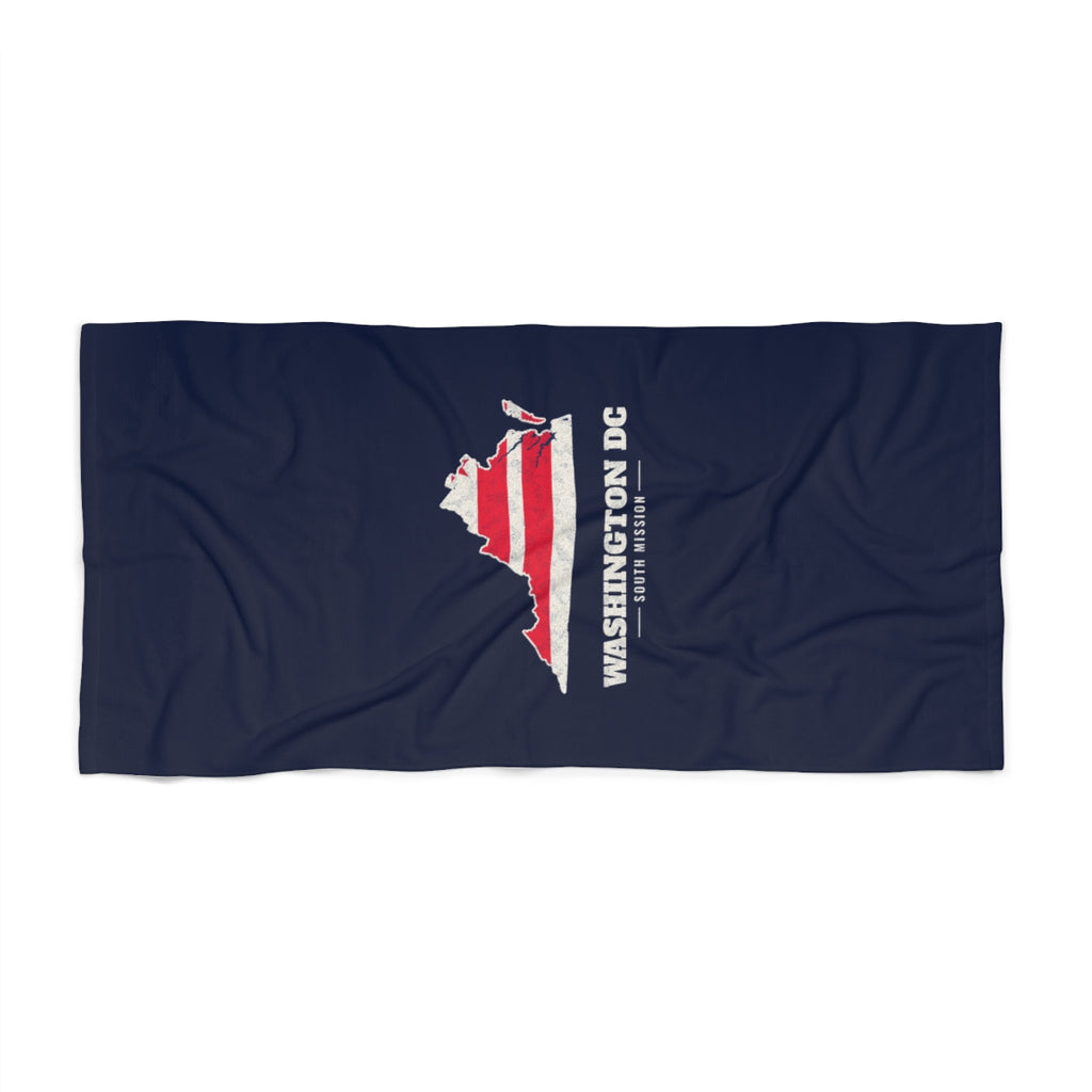 Washington DC South Mission flag map beach towel by Weak Things view 2