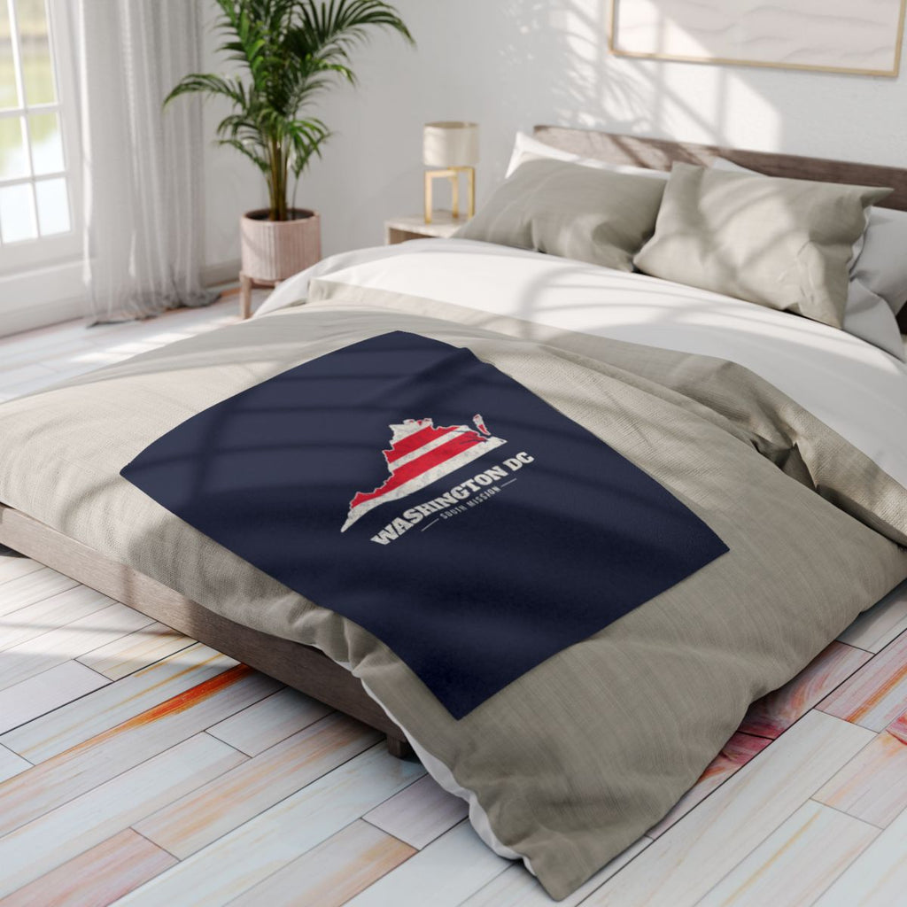 Washington DC South Mission flag map fleece blanket by Weak Things view 4