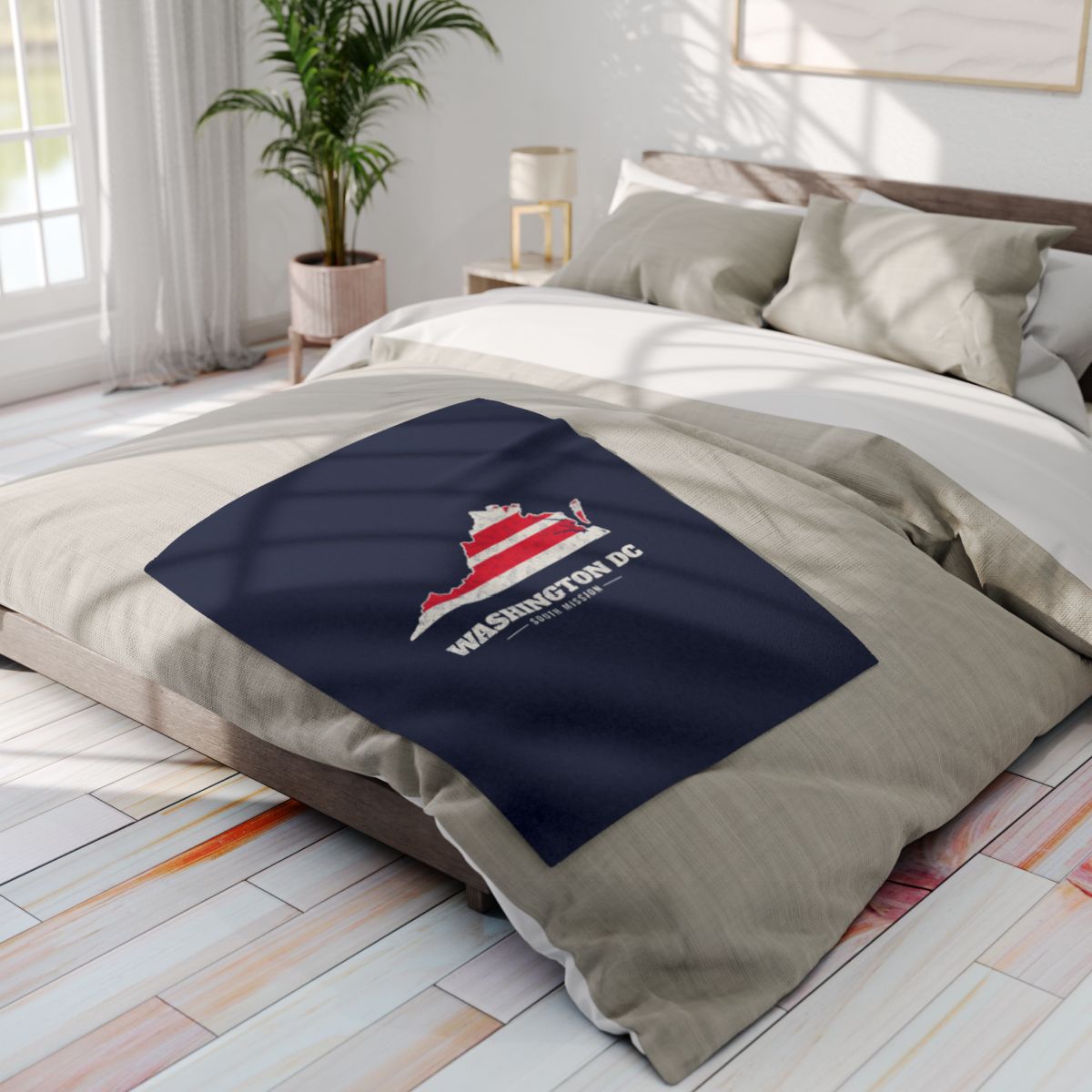 Washington DC South Mission flag map fleece blanket by Weak Things view 4