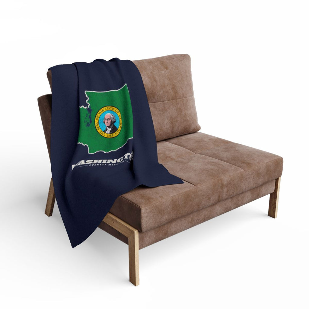 Washington Everett Mission flag map fleece blanket by Weak Things view 2