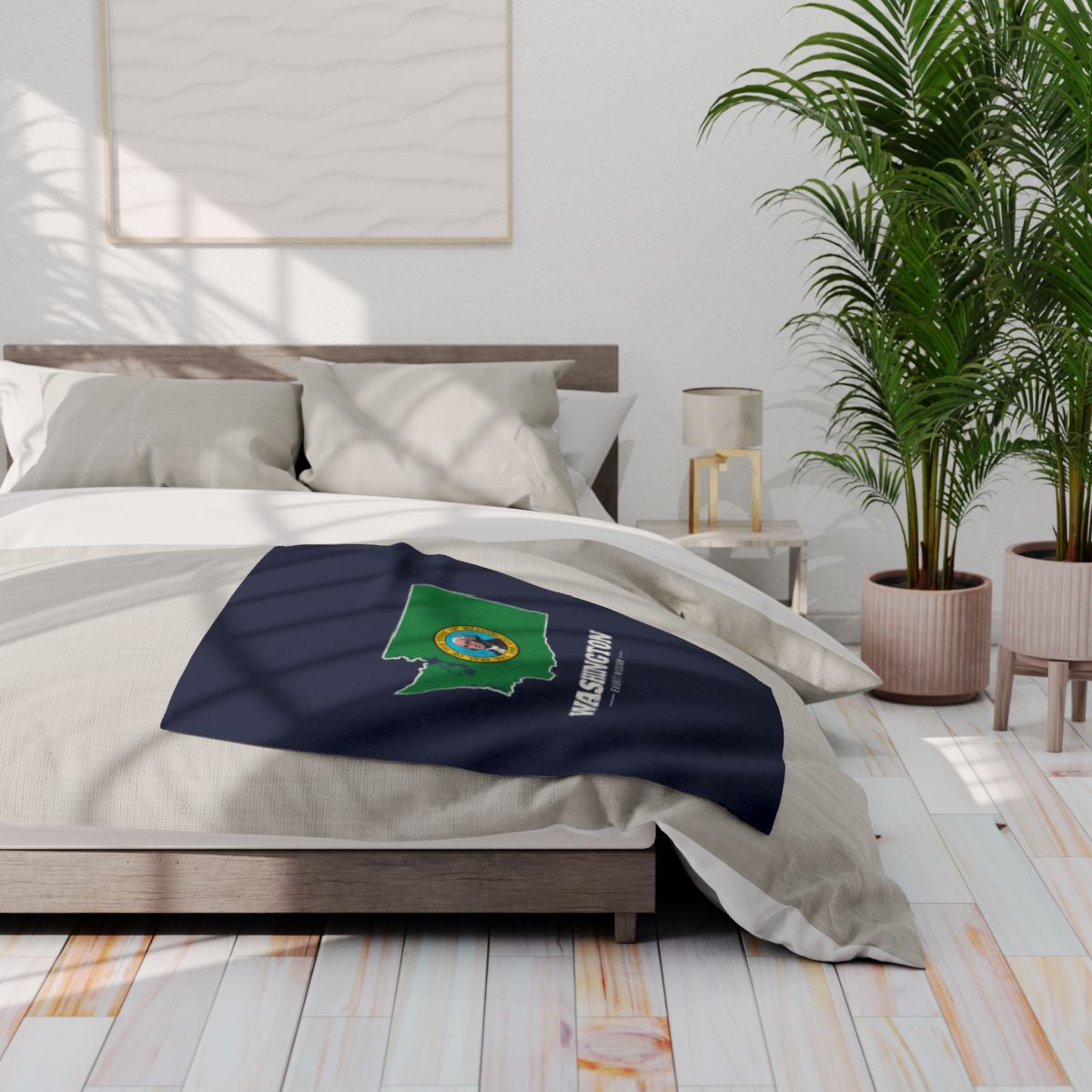 Washington Everett Mission flag map fleece blanket by Weak Things view 3