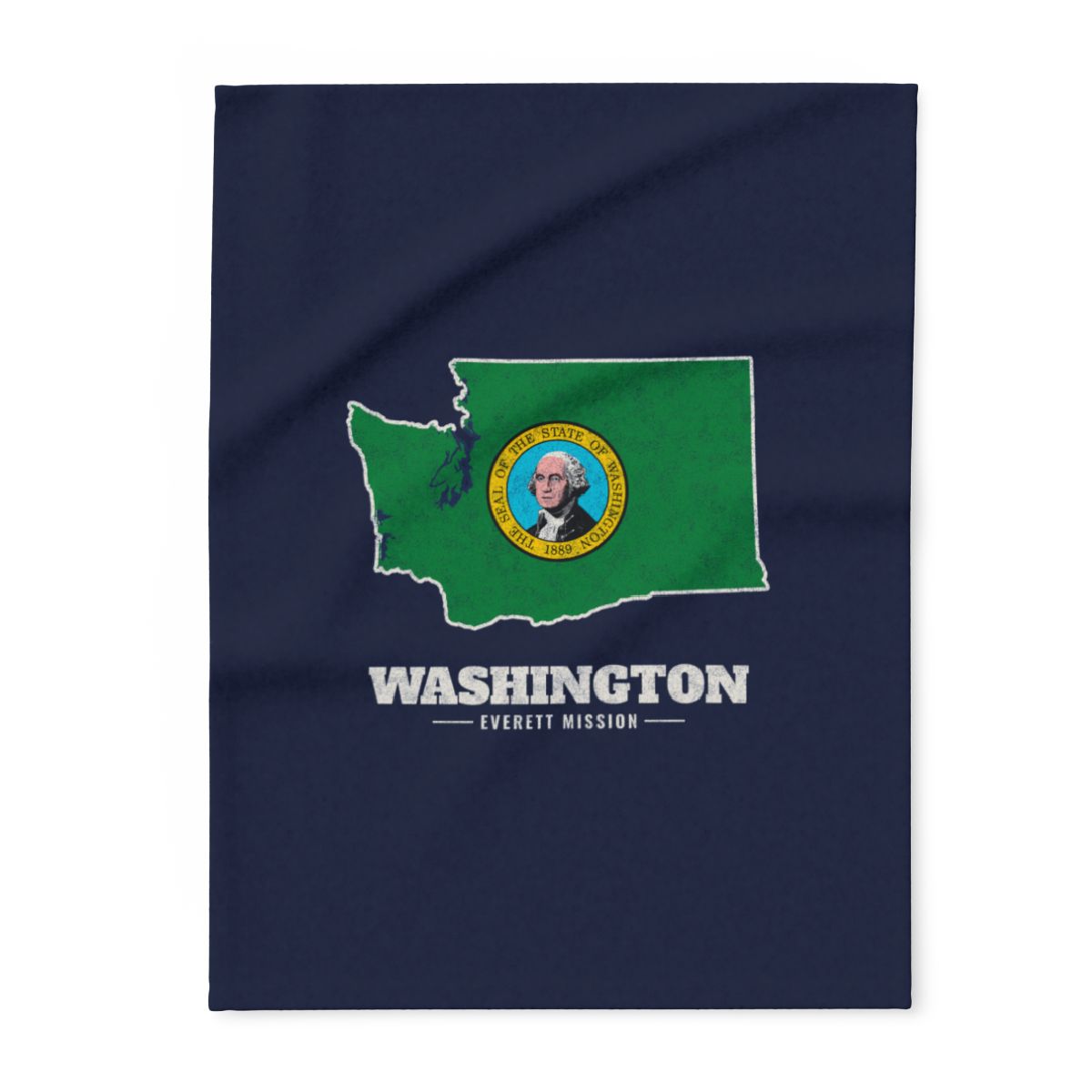 Washington Everett Mission flag map fleece blanket by Weak Things