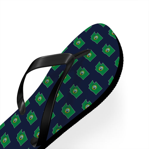 Washington Mission flag map flip flops by Weak Things view 3