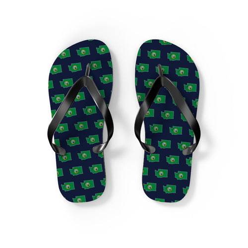 Washington Mission flag map flip flops by Weak Things view 2
