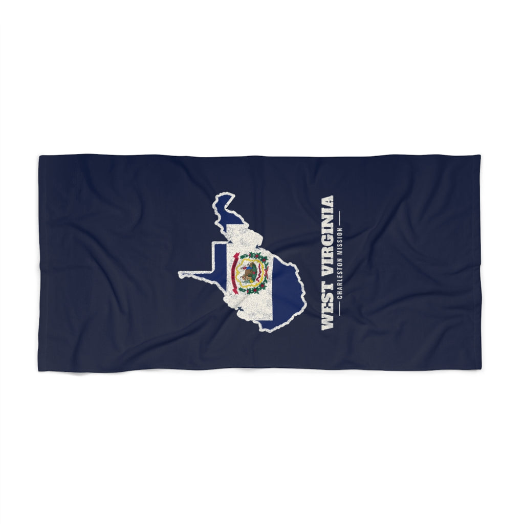 West Virginia Charleston Mission flag map beach towel by Weak Things view 2