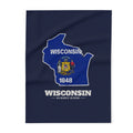 Wisconsin Milwaukee Mission flag map fleece blanket by Weak Things