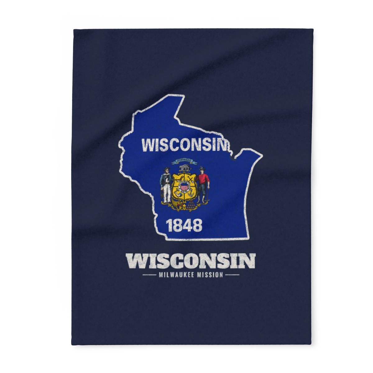 Wisconsin Milwaukee Mission flag map fleece blanket by Weak Things