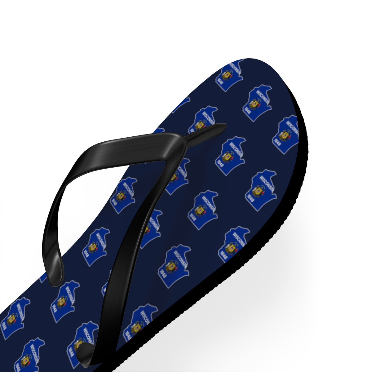 Wisconsin Mission flag map flip flops by Weak Things view 3
