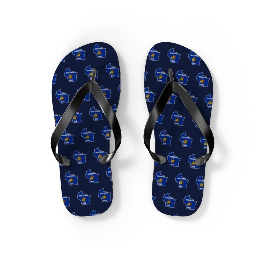 Wisconsin Mission flag map flip flops by Weak Things view 2