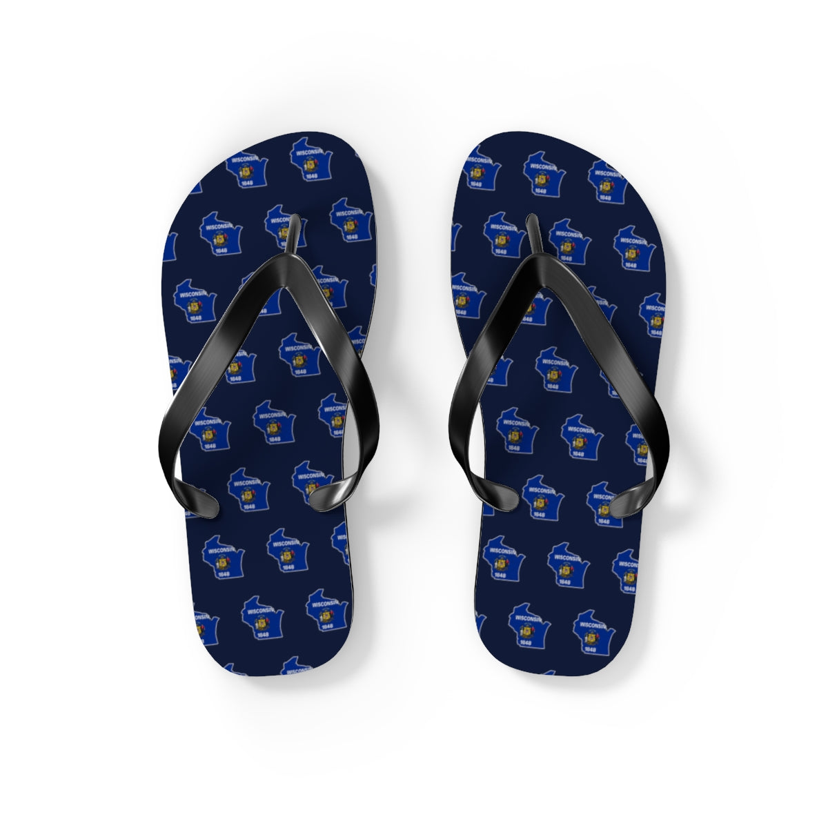 Wisconsin Mission flag map flip flops by Weak Things view 2