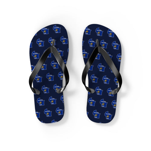 Wisconsin Mission flag map flip flops by Weak Things view 2