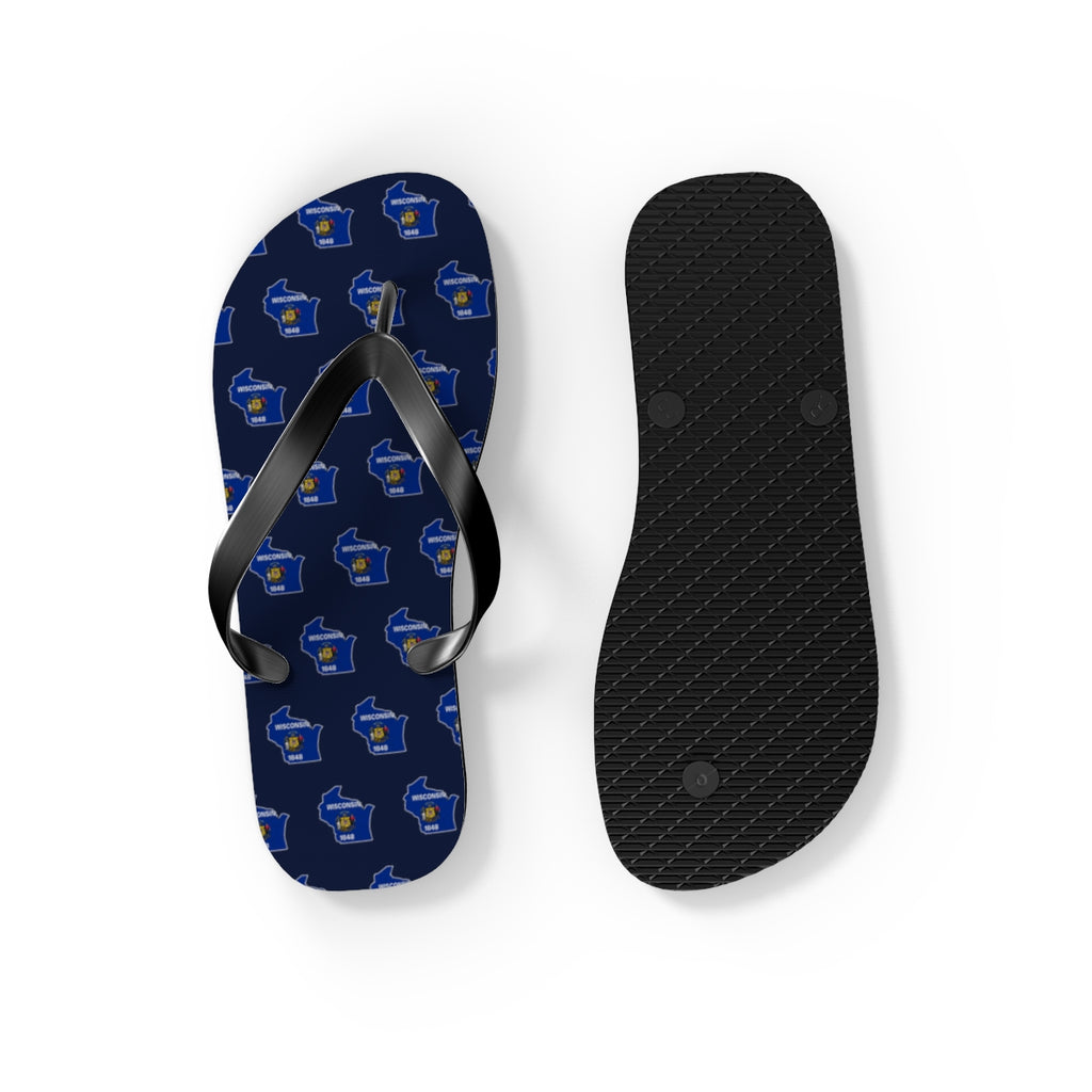 Wisconsin Mission flag map flip flops by Weak Things view 4