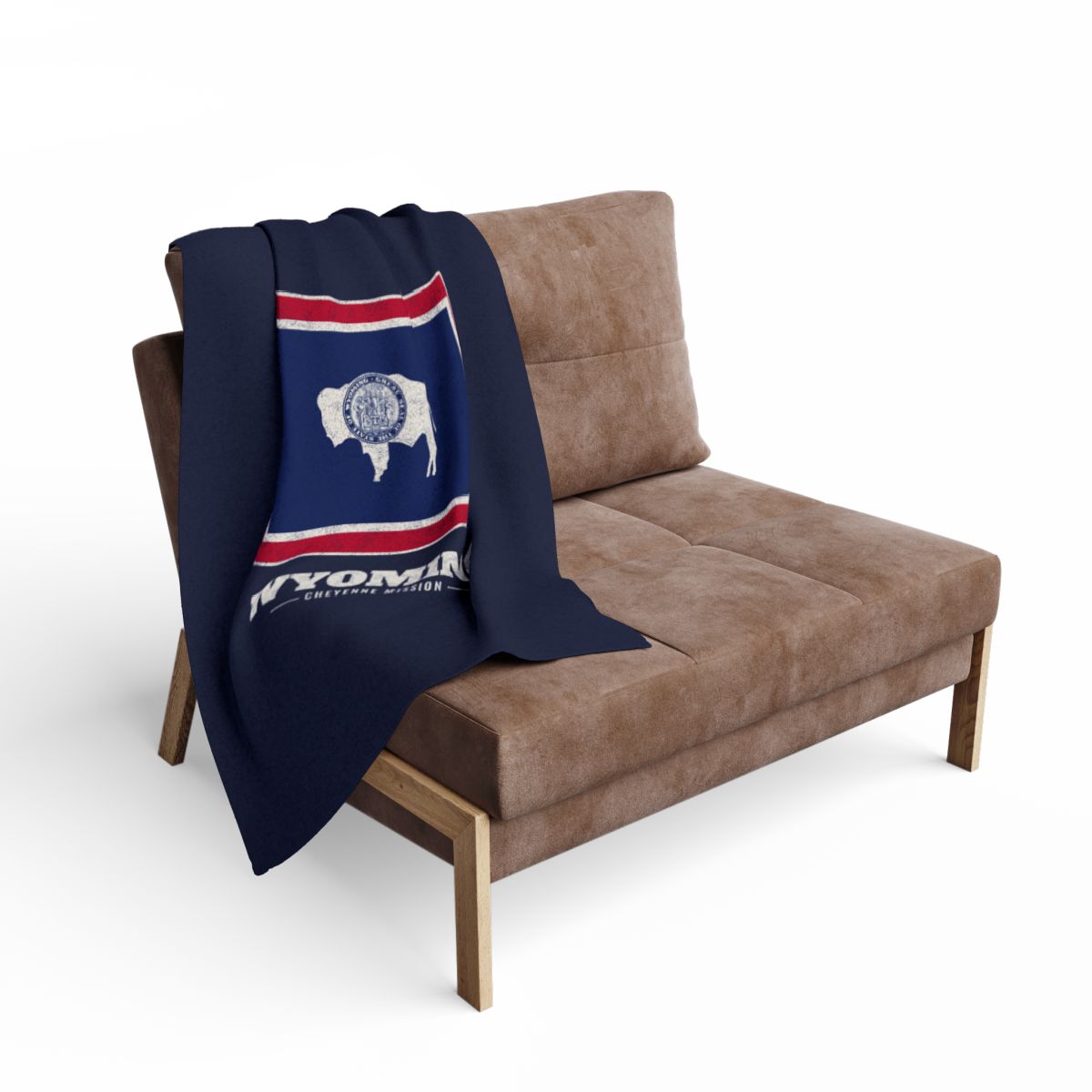 Wyoming Cheyenne Mission flag map fleece blanket by Weak Things view 2