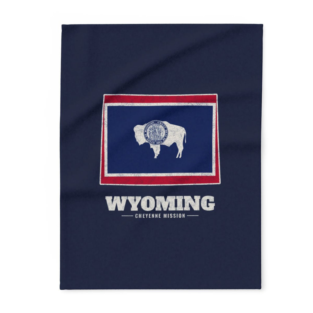 Wyoming Cheyenne Mission flag map fleece blanket by Weak Things