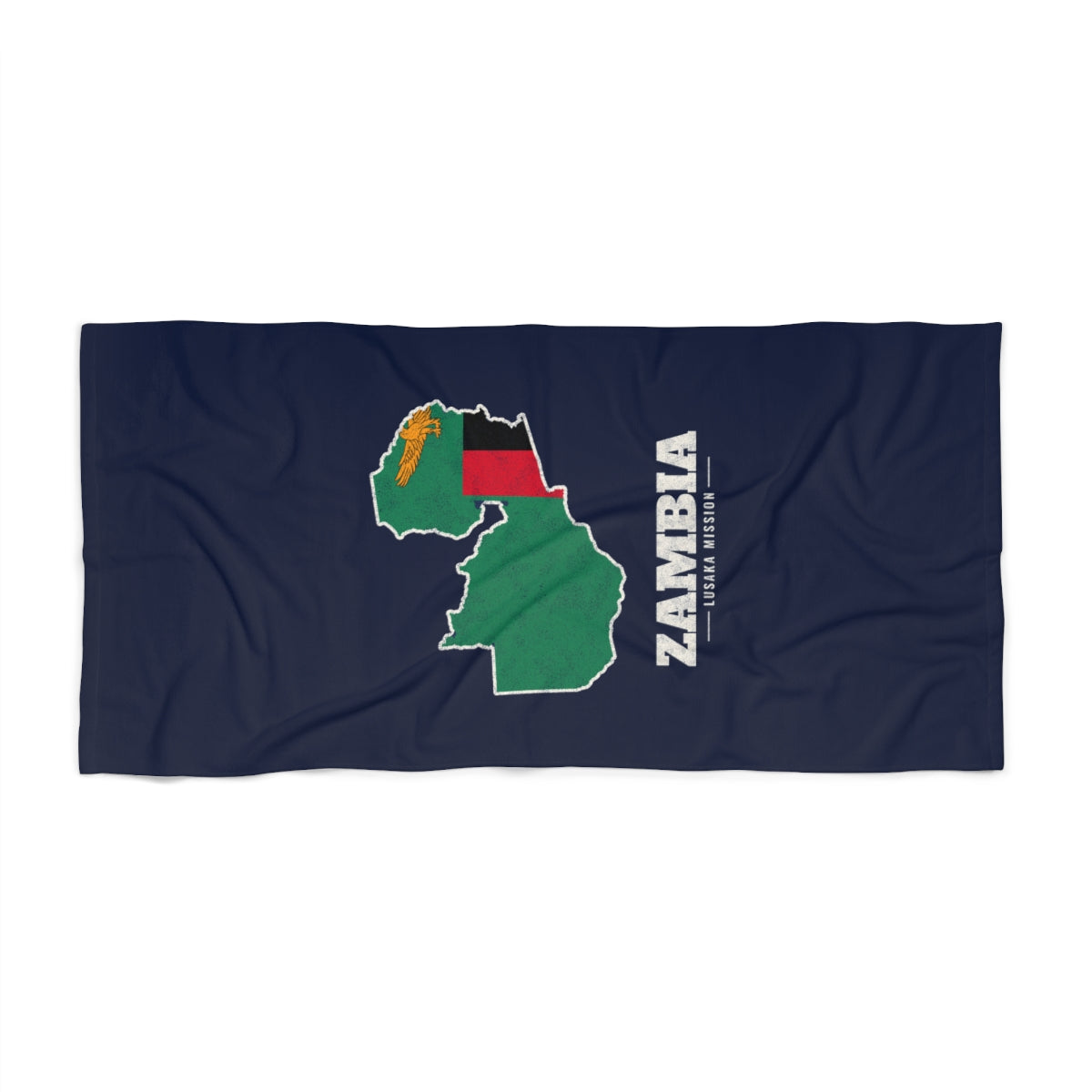 Zambia Lusaka Mission flag map beach towel by Weak Things view 2