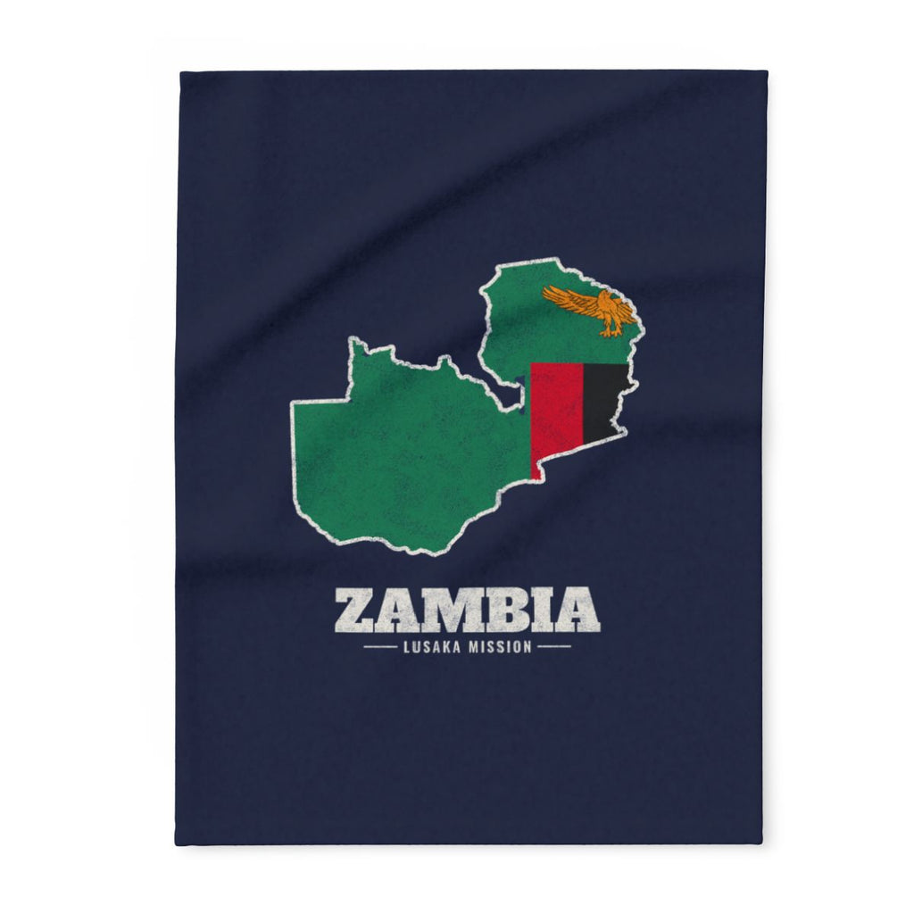 Zambia Lusaka Mission flag map fleece blanket by Weak Things