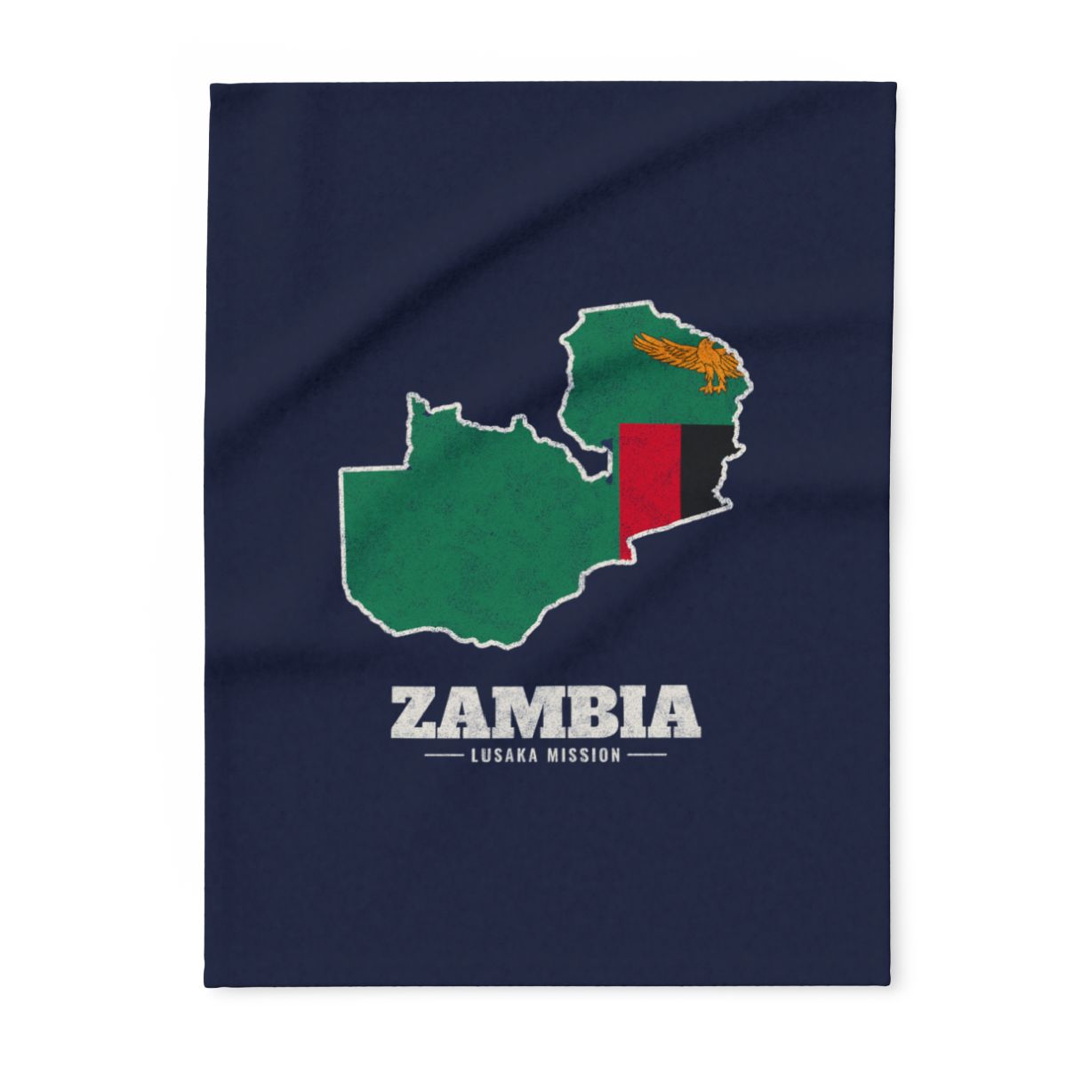 Zambia Lusaka Mission flag map fleece blanket by Weak Things
