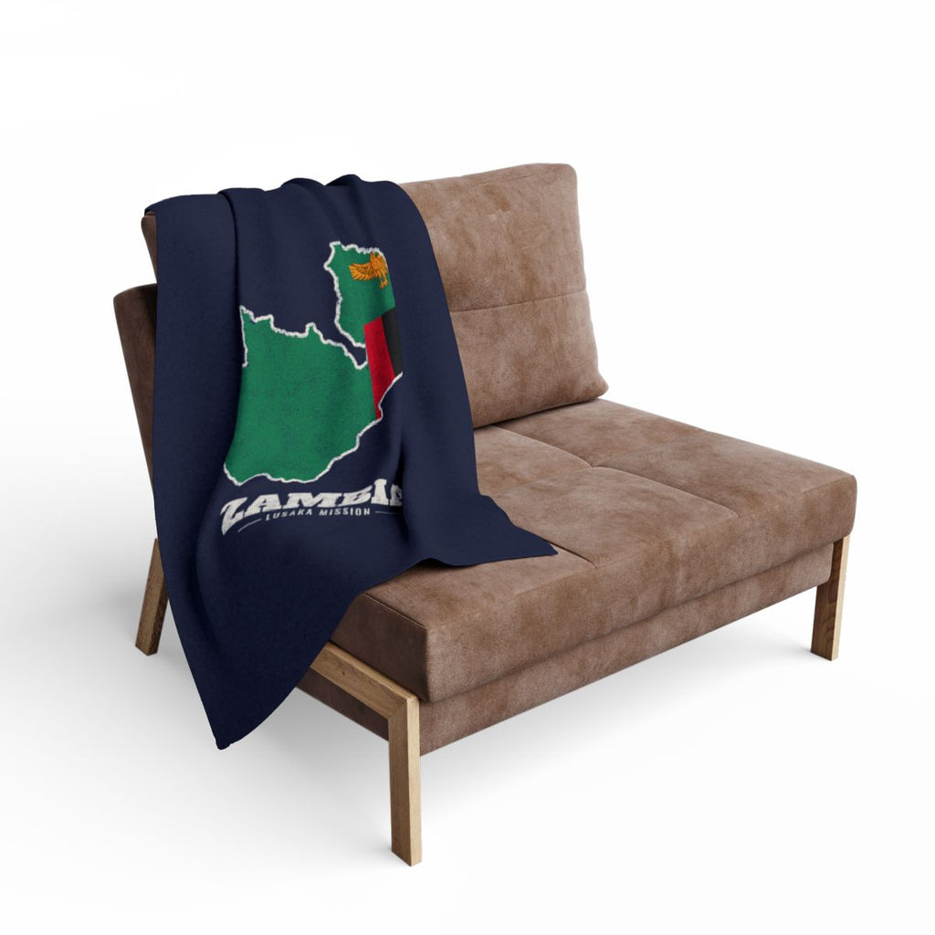 Zambia Lusaka Mission flag map fleece blanket by Weak Things view 2