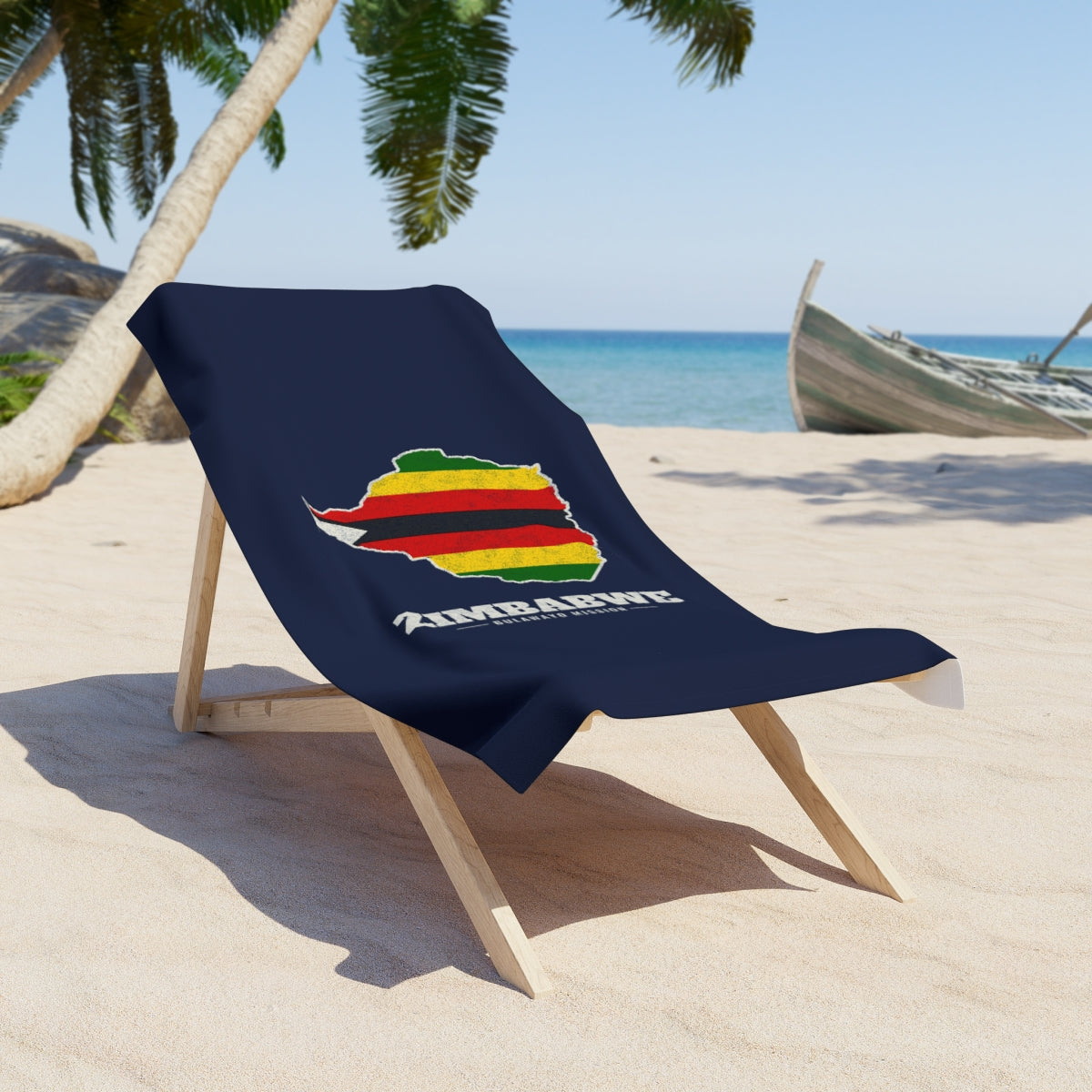 Zimbabwe Bulawayo Mission flag map beach towel by Weak Things