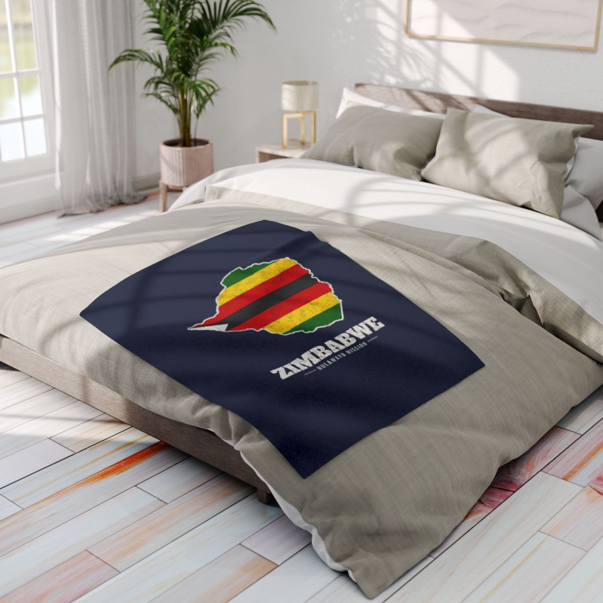 Zimbabwe Bulawayo Mission flag map fleece blanket by Weak Things view 4