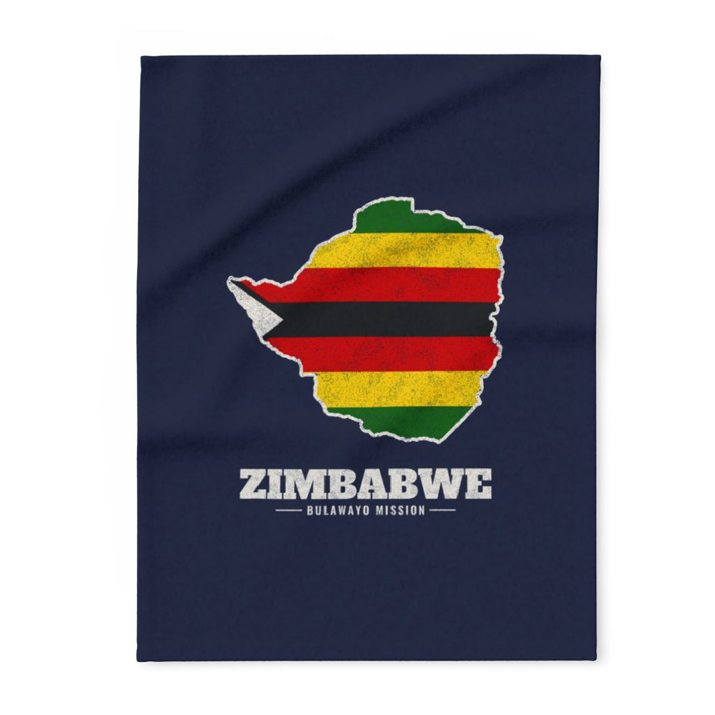 Zimbabwe Bulawayo Mission flag map fleece blanket by Weak Things