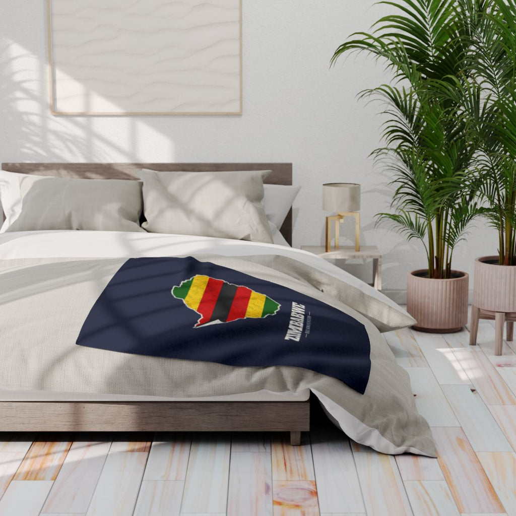 Zimbabwe Bulawayo Mission flag map fleece blanket by Weak Things view 3