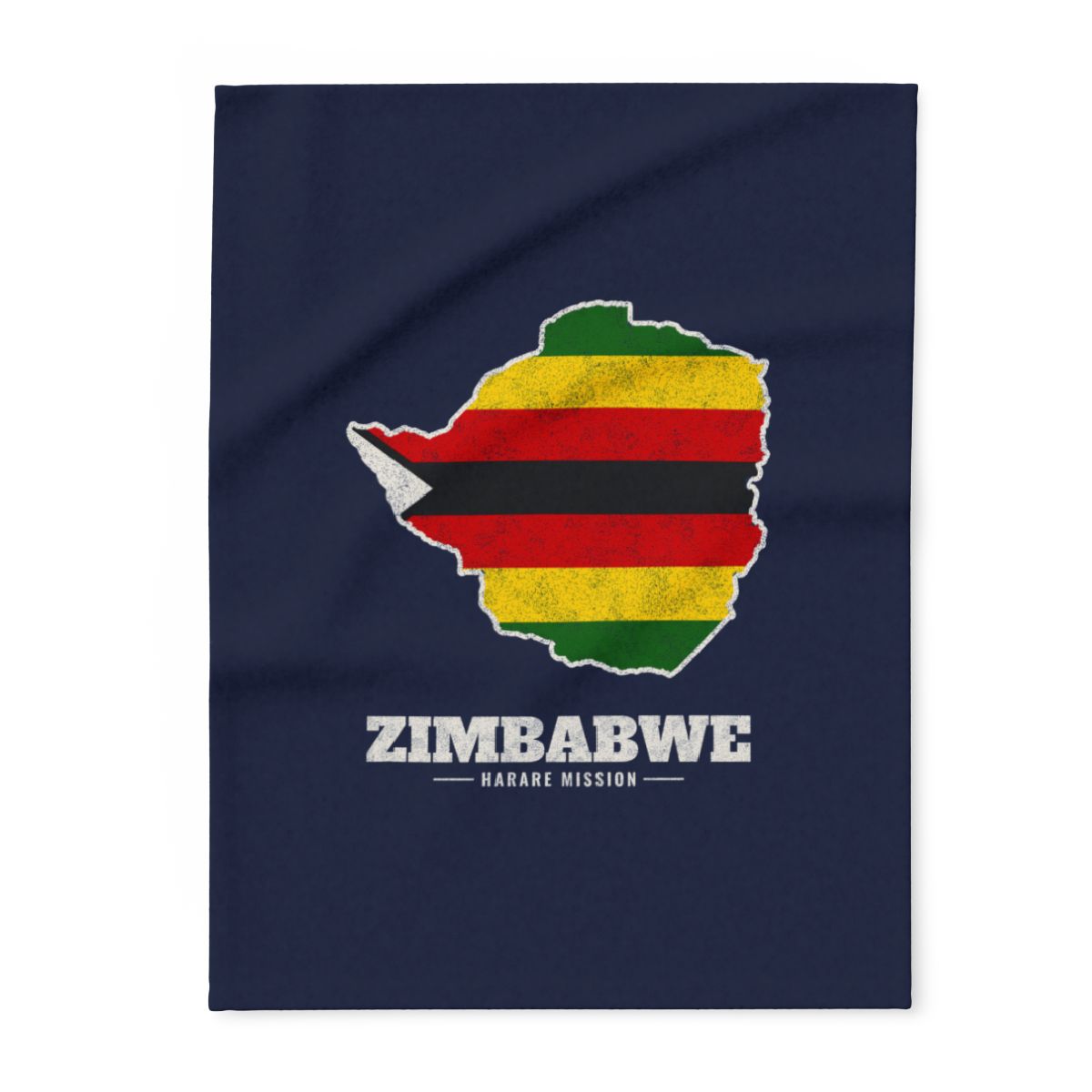 Zimbabwe Harare Mission flag map fleece blanket by Weak Things