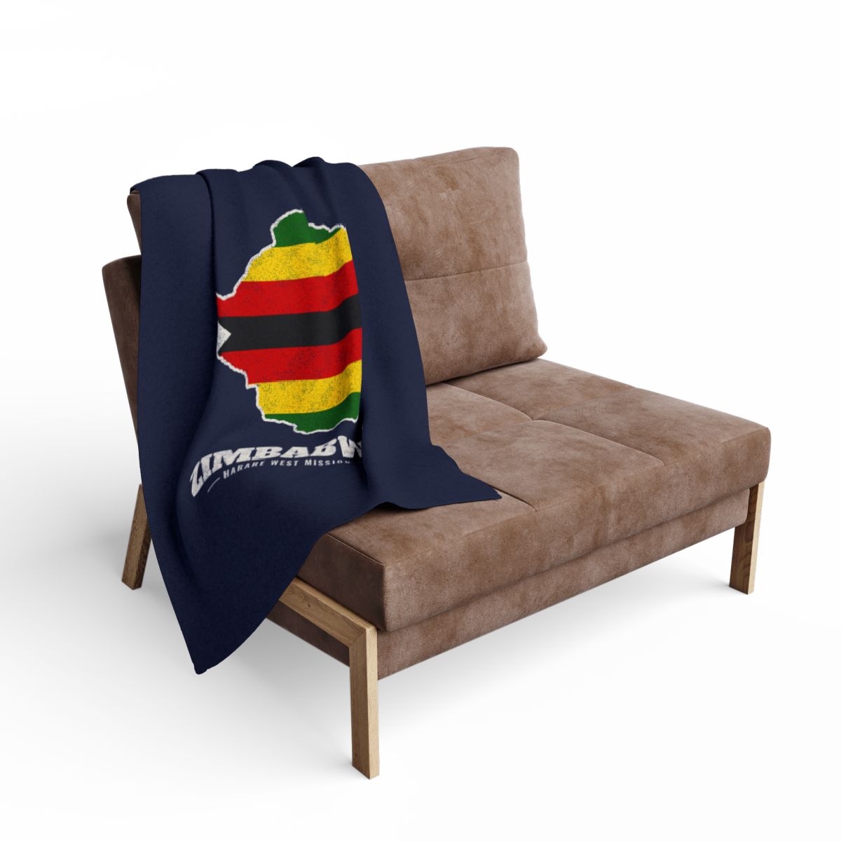 Zimbabwe Harare West Mission flag map fleece blanket by Weak Things view 2