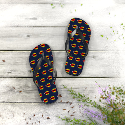 Zimbabwe Mission flag map flip flops by Weak Things